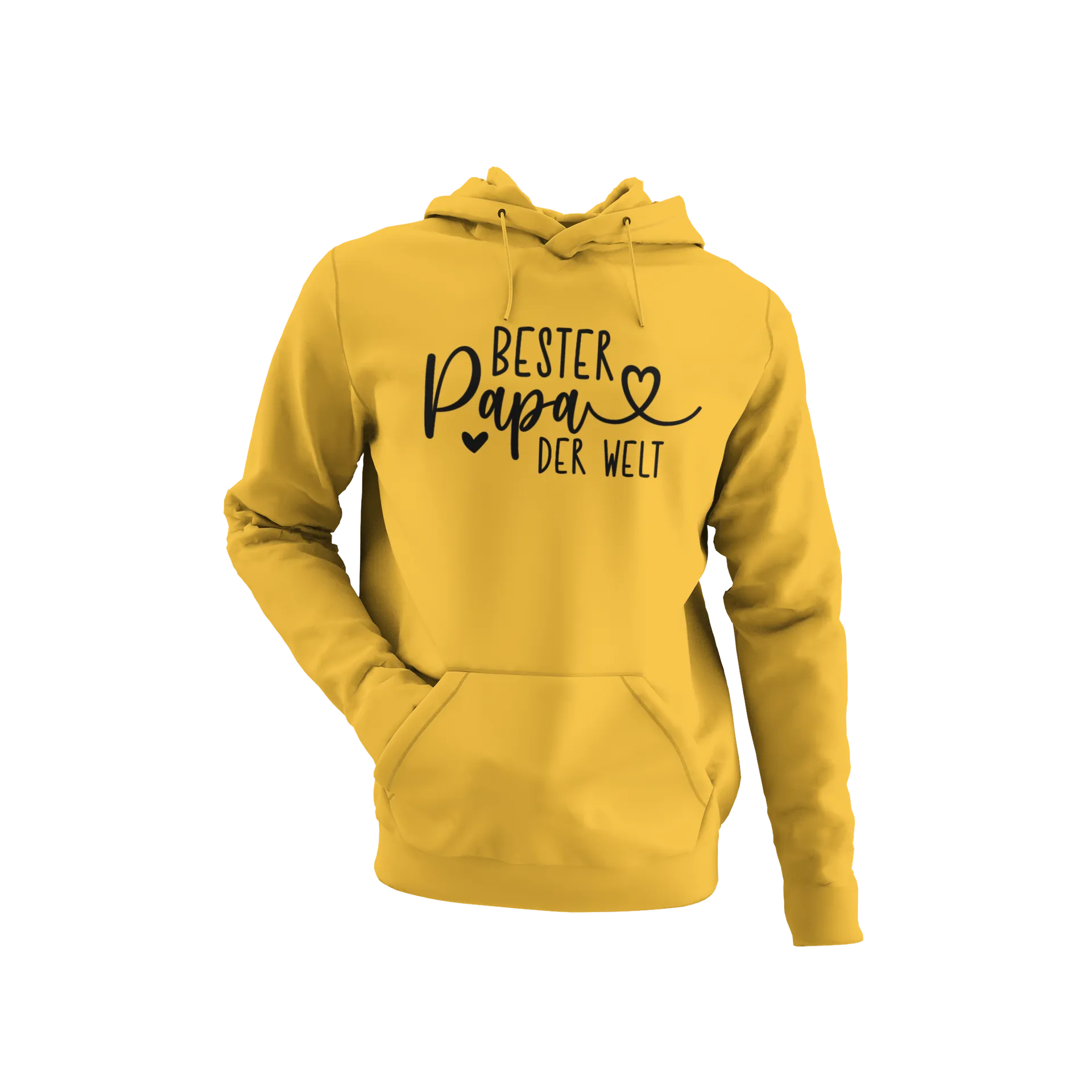 BIGTIME Vatertag Bester Papa der Welt Hoodie Unisex Gelb Front 