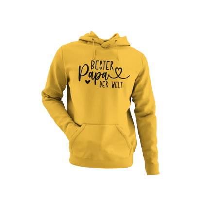 BIGTIME Vatertag Bester Papa der Welt Hoodie Unisex Gelb Front 