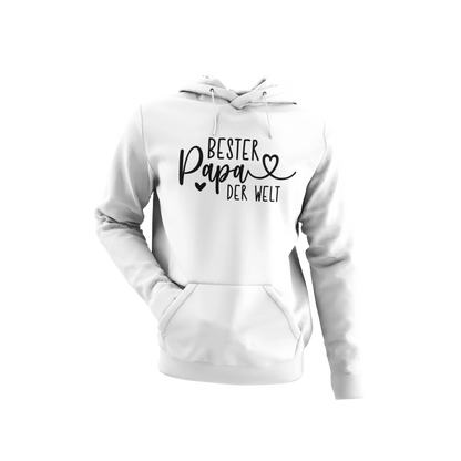BIGTIME Vatertag Bester Papa der Welt Hoodie Unisex Weiß Front 
