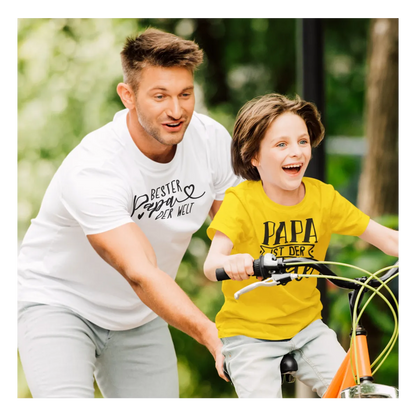 BIGTIME Vatertag Bester Papa der Welt T-Shirt Unisex Weiß Front 