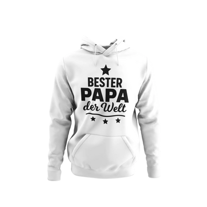 BIGTIME Vatertag Bester Papa Sterne Hoodie Unisex Weiß Front 