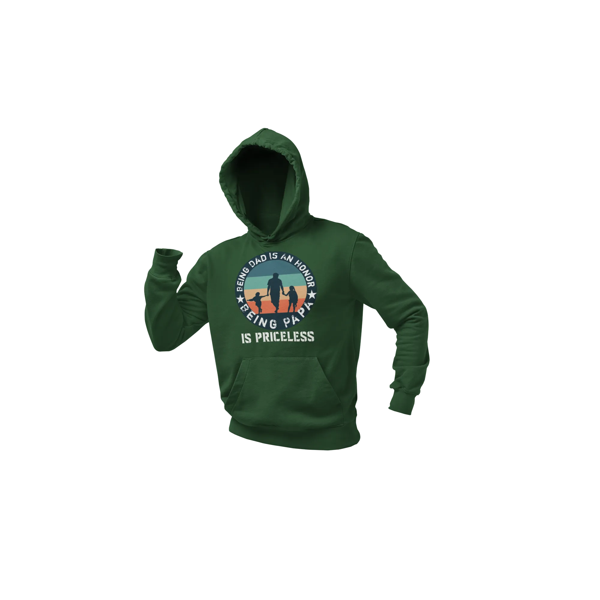 BIGTIME Vatertag Dad Honor Papa Priceless Hoodie Unisex Dunkelgrün Front 