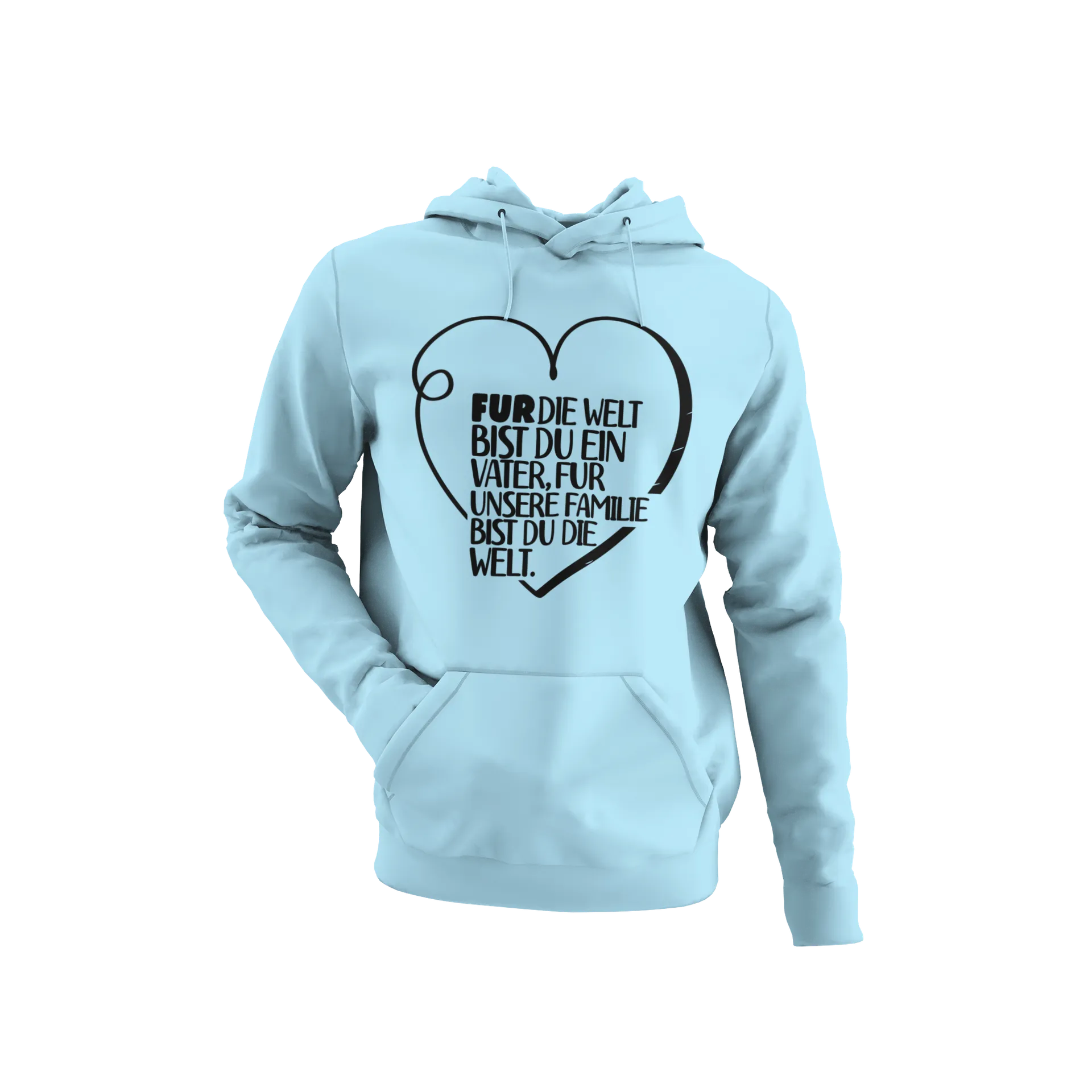 BIGTIME Vatertag Für unsere Familie bist du die Welt Hoodie Kinder Himmelblau Front 