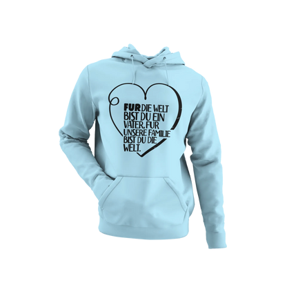 BIGTIME Vatertag Für unsere Familie bist du die Welt Hoodie Unisex Himmelblau Front 
