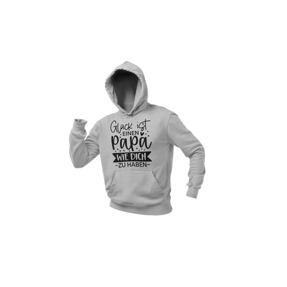 BIGTIME Vatertag Glück ist... - Vatertag Hoodie Unisex Hellgrau Front 