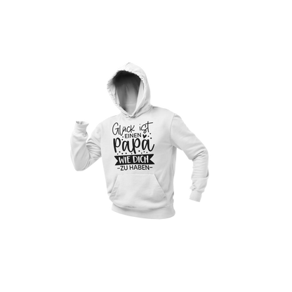 BIGTIME Vatertag Glück ist... - Vatertag Hoodie Unisex Weiß Front 