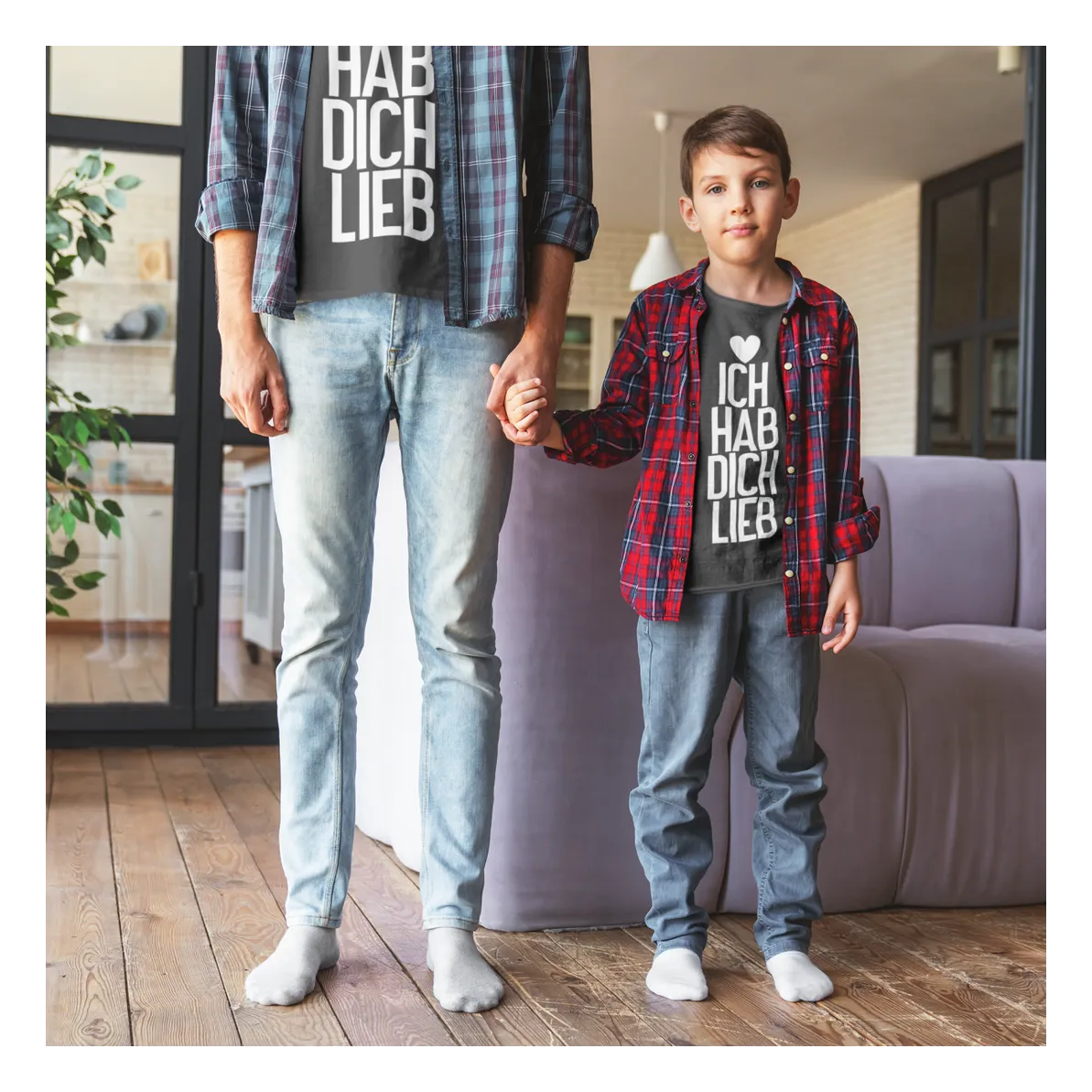 BIGTIME Vatertag Ich hab dich lieb T-Shirt Kinder Dunkelgrau Front 