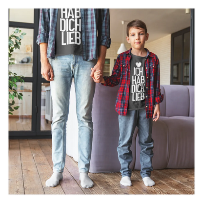 BIGTIME Vatertag Ich hab dich lieb T-Shirt Unisex Dunkelgrau Front 