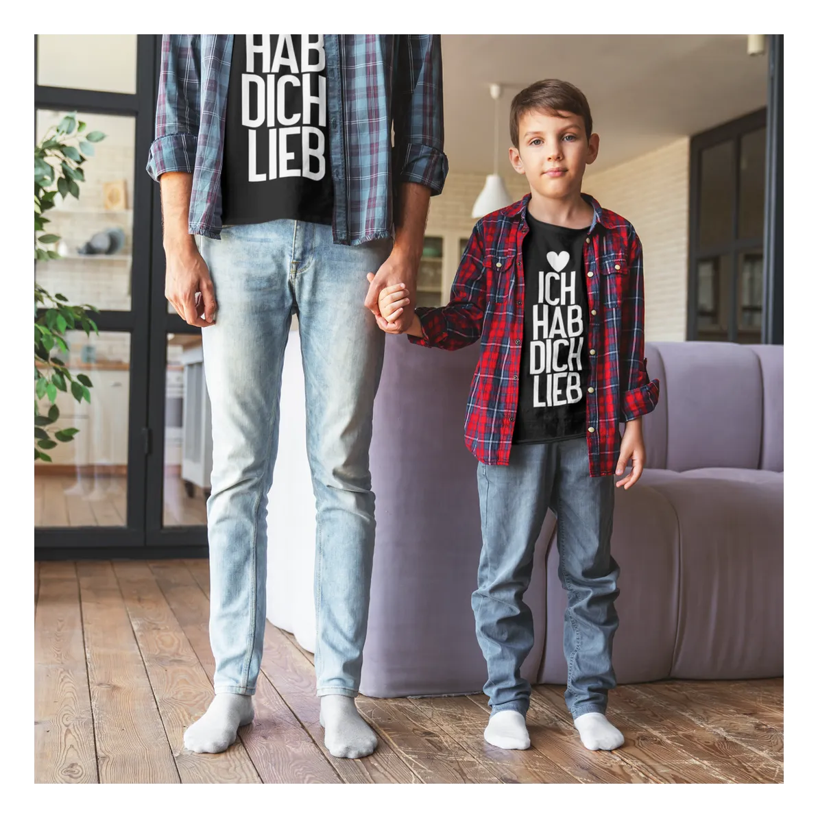 BIGTIME Vatertag Ich hab dich lieb T-Shirt Unisex Schwarz Front #farbe_schwarz