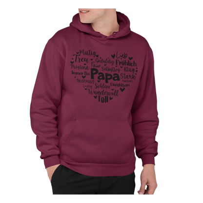 BIGTIME Vatertag Papa Herz Hoodie Unisex burgundy Front 