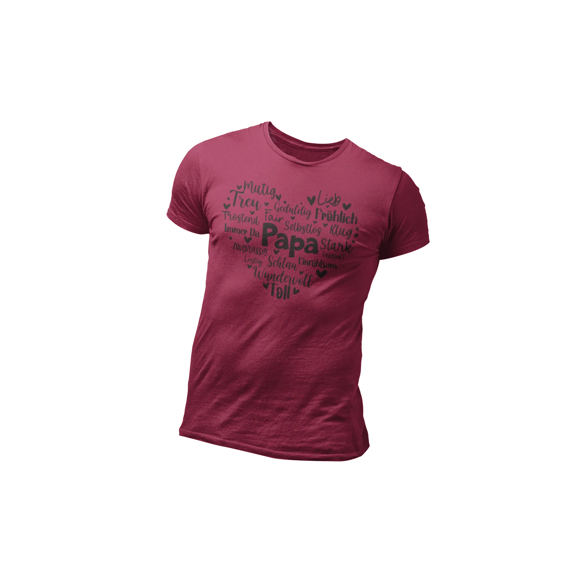 BIGTIME Vatertag Papa Herz T-Shirt Unisex Burgundy Front #farbe_burgundy