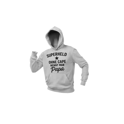 BIGTIME Vatertag Papa Superheld Hoodie Unisex Hellgrau Front 