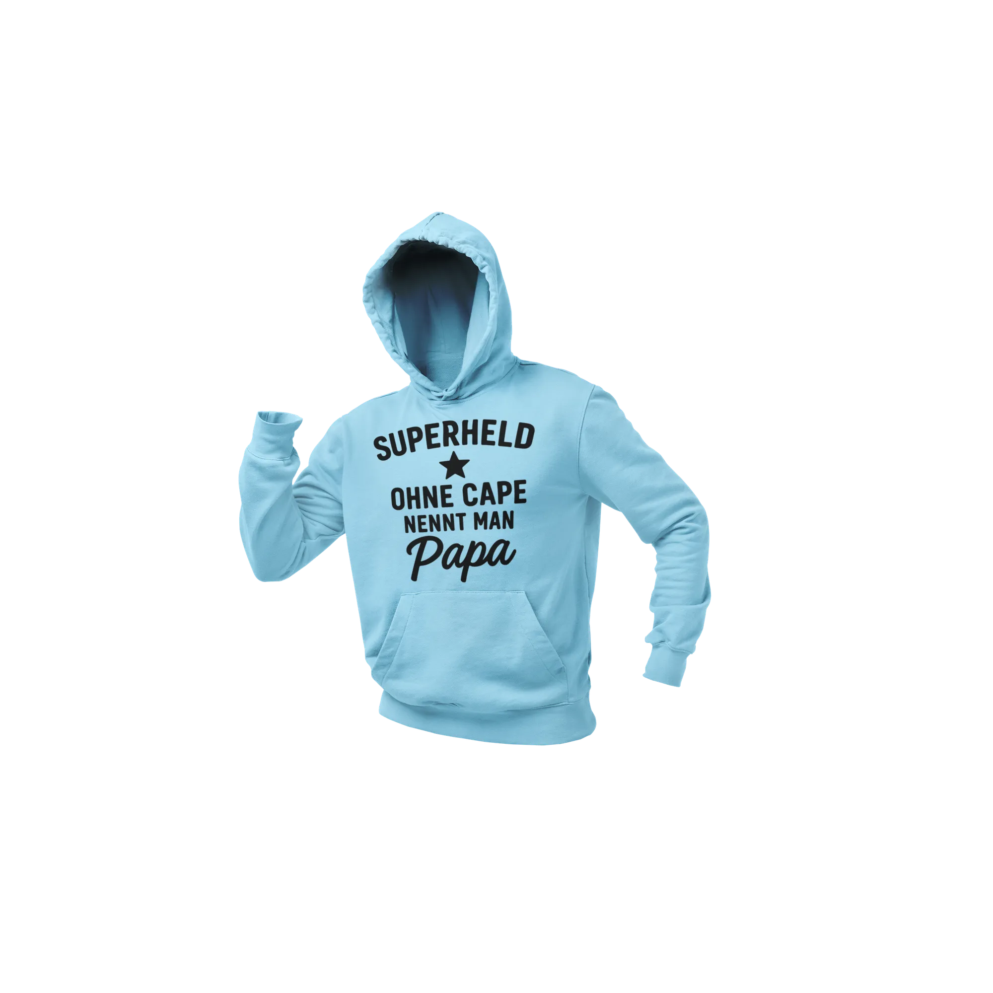 BIGTIME Vatertag Papa Superheld Hoodie Unisex Himmelblau Front 