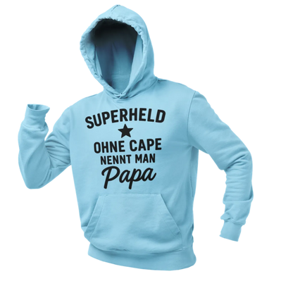 BIGTIME Vatertag Papa Superheld Hoodie Unisex Himmelblau Front 