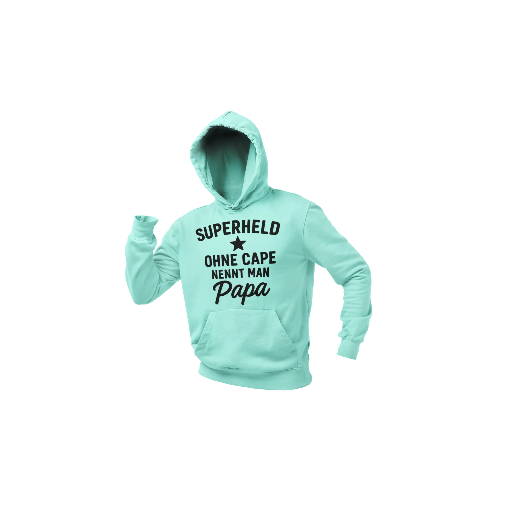 BIGTIME Vatertag Papa Superheld Hoodie Unisex Minzgrün Front 