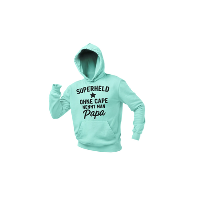 BIGTIME Vatertag Papa Superheld Hoodie Unisex Minzgrün Front 