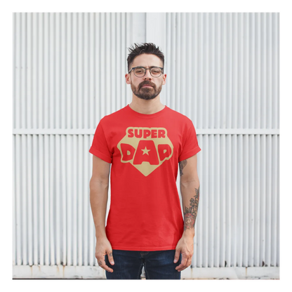BIGTIME Vatertag Super Dad T-Shirt Unisex Rot Front 