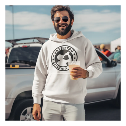 BIGTIME Vatertag Vatertag Drinking Team Hoodie Unisex Weiß Front 