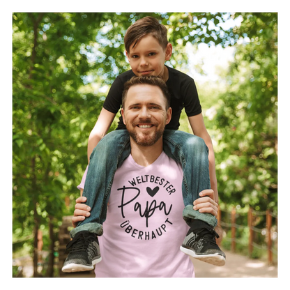 BIGTIME Vatertag Weltbester Papa überhaupt T-Shirt Unisex Rosa Front 