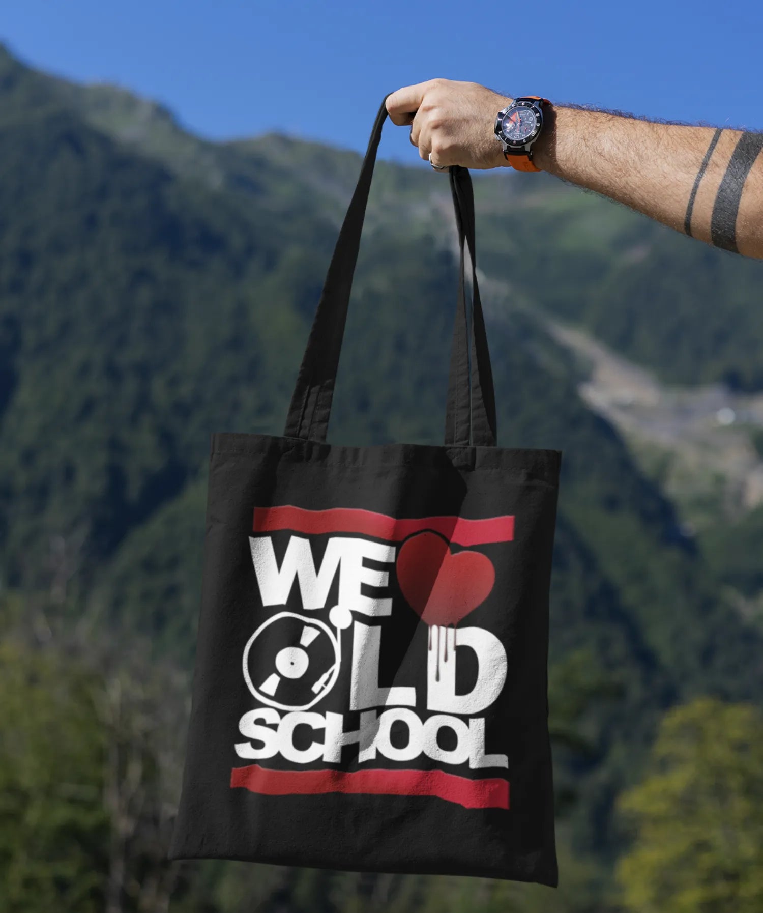 BIGTIME WE LOVE OLDSCHOOL Shopping Bag schwarz