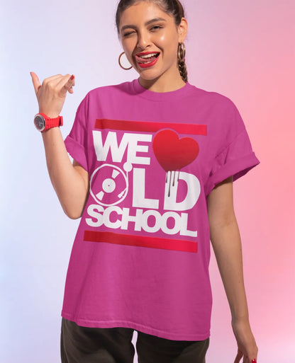 BIGTIME WE LOVE OLDSCHOOL Ladies´ Extended Shoulder Tee pink Front 