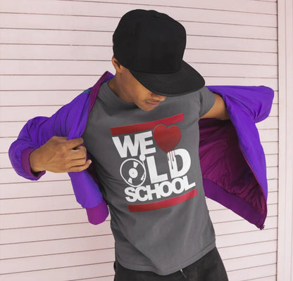BIGTIME WE LOVE OLDSCHOOL T-Shirt Round Neck anthrazit Front 