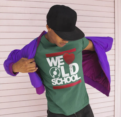 BIGTIME WE LOVE OLDSCHOOL T-Shirt Round Neck dunkelgruen Front 