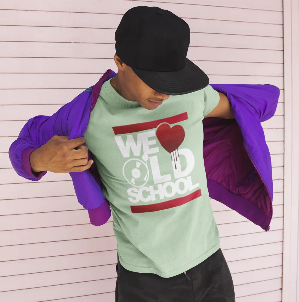 BIGTIME WE LOVE OLDSCHOOL T-Shirt Round Neck hellgruen Front 