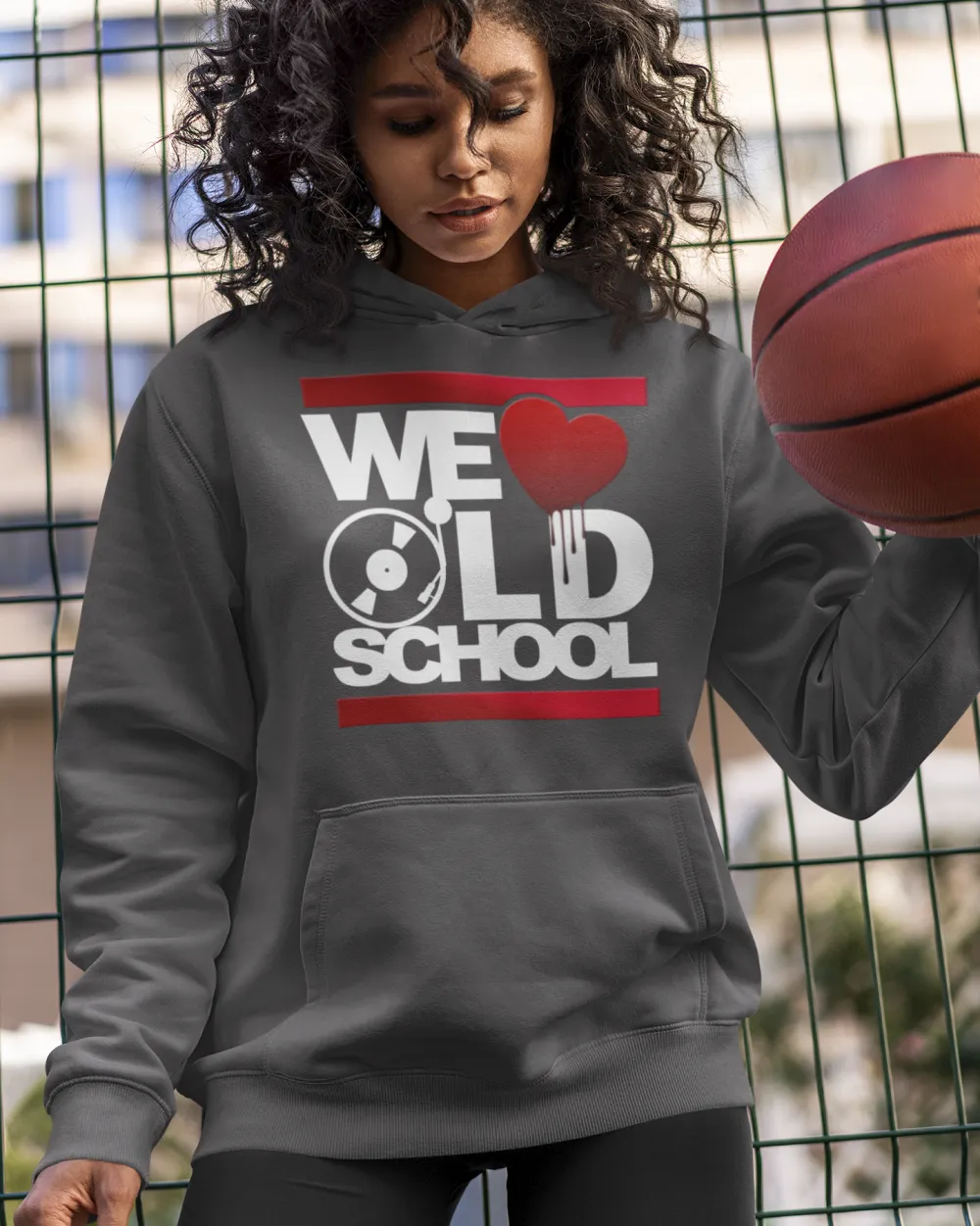 BIGTIME WE LOVE OLDSCHOOL Queen Hooded Sweat anthrazit Front 