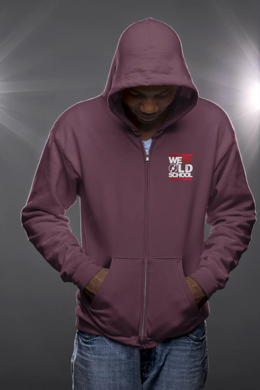 BIGTIME WE LOVE OLDSCHOOL KING Zipped Hood Jacket bordeaux Front 