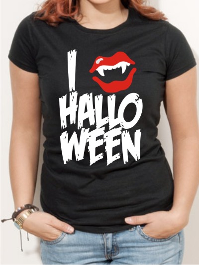 Halloween T-Shirt I Love Vampire Damen Shirt H5