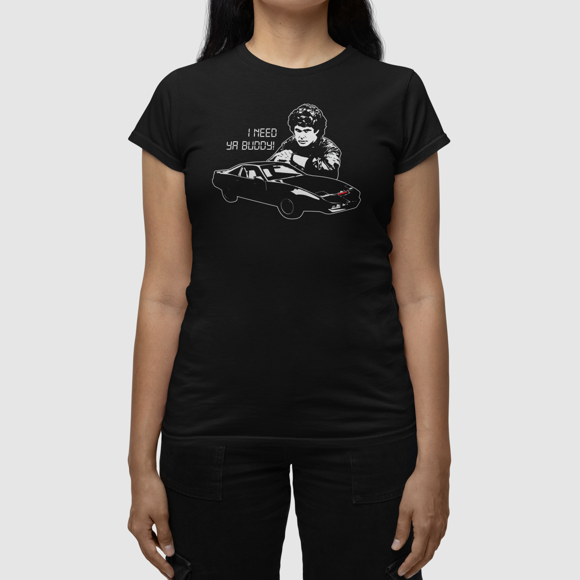T-Shirt David Hasselhoff Knight Rider Serienshirt schwarz E55