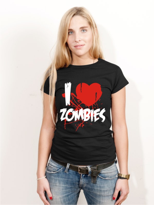 Halloween T-Shirt I Love Zombies Damen Shirt H1