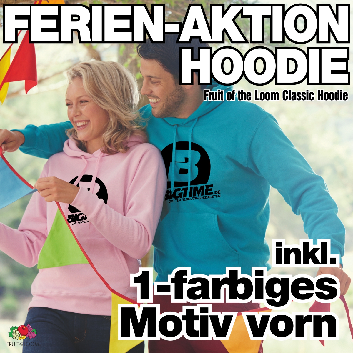 Ferien-Aktion, Erwachsenen-Hoodie inkl. 1-farbigem Motiv